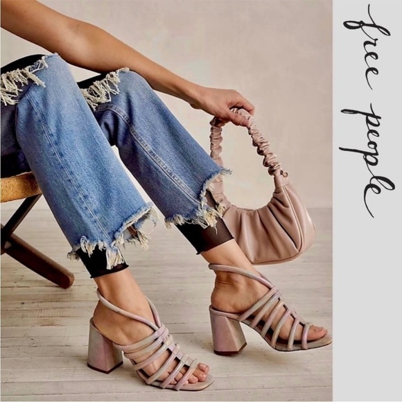 Free People Rainbow Metallic Cinched Heel Sandals Size 39.5 - Picture 1 of 9